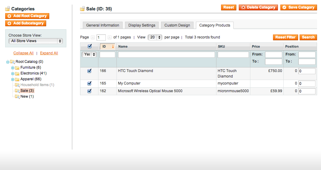 Automatically managed Sale category for Magento