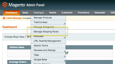 Shipping Rules Admin Location